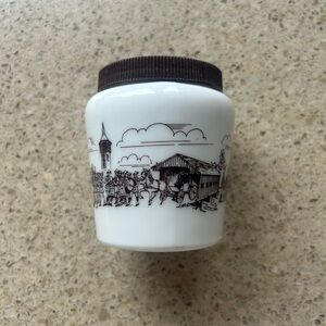Vintage White Jar with Brown Lid